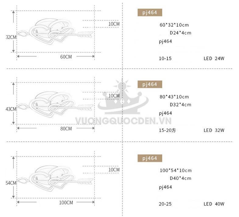 Đèn ốp trần LED hình trái tim lãng mạn PJ464-14